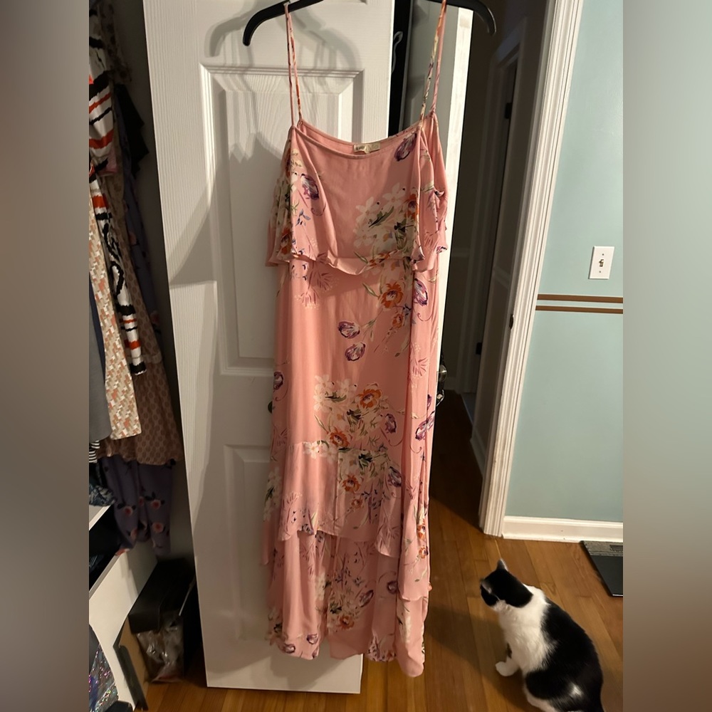 timo Pink spaghetti sleeve dress